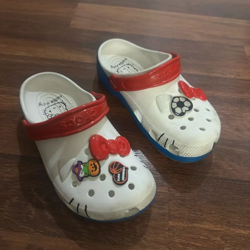 CROCS Kids White and Red Clogs